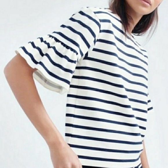 Anthropologie W5 Striped Nautical Top Bell Sleeves Size Small - Picture 8 of 8